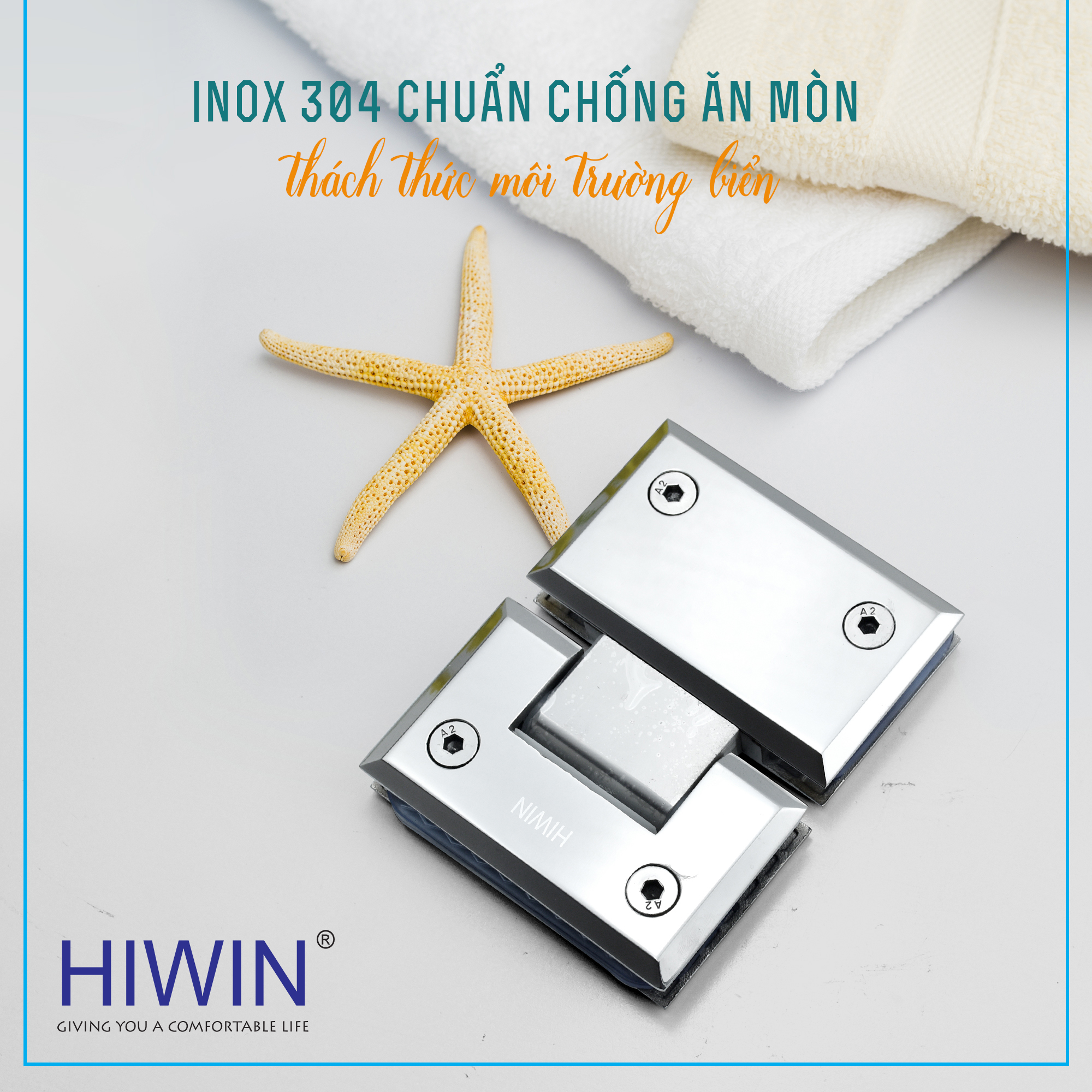 Bản lề HG-007 được làm từ chất liệu inox 304
