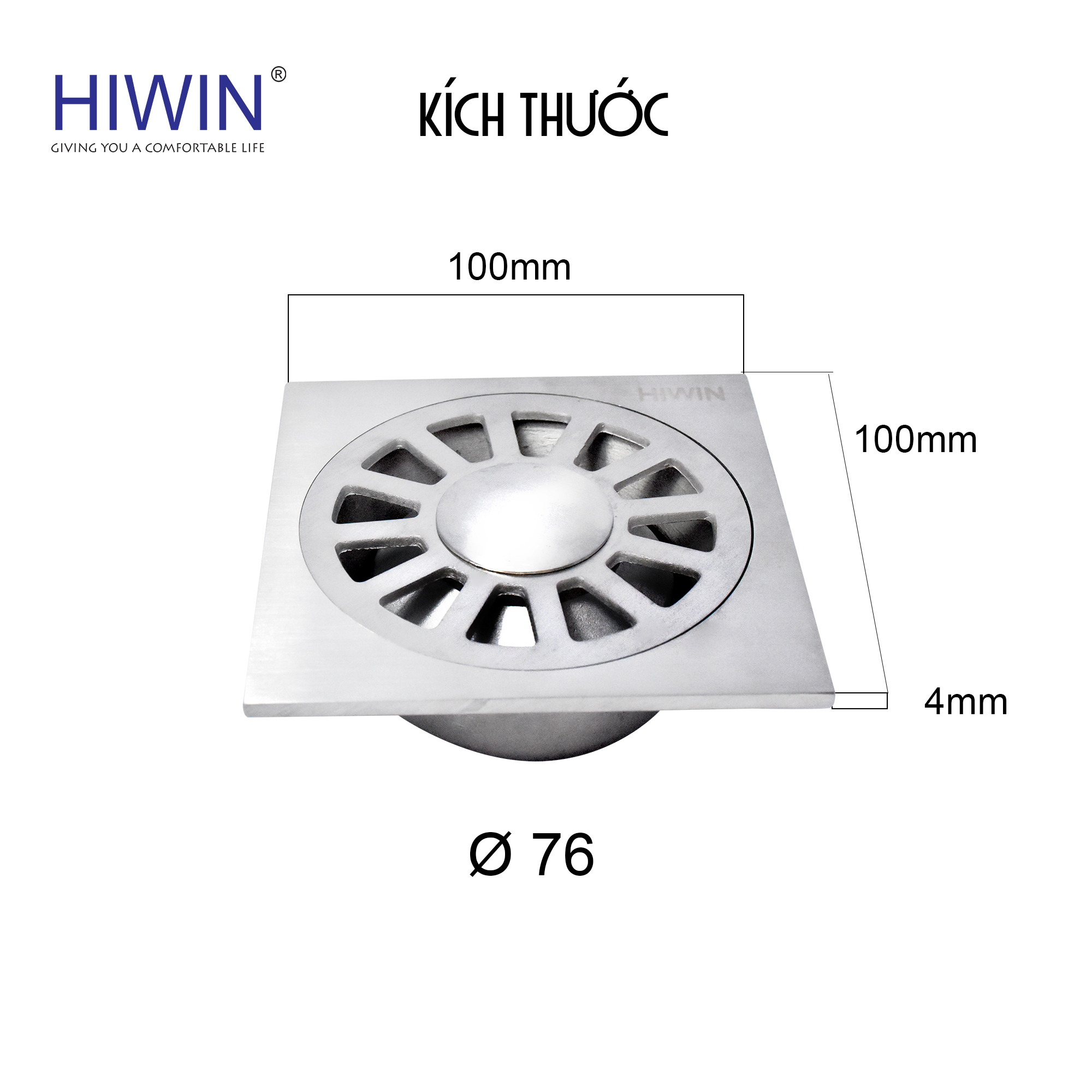 kích thước ga thoát sàn máy giặt FD-008
