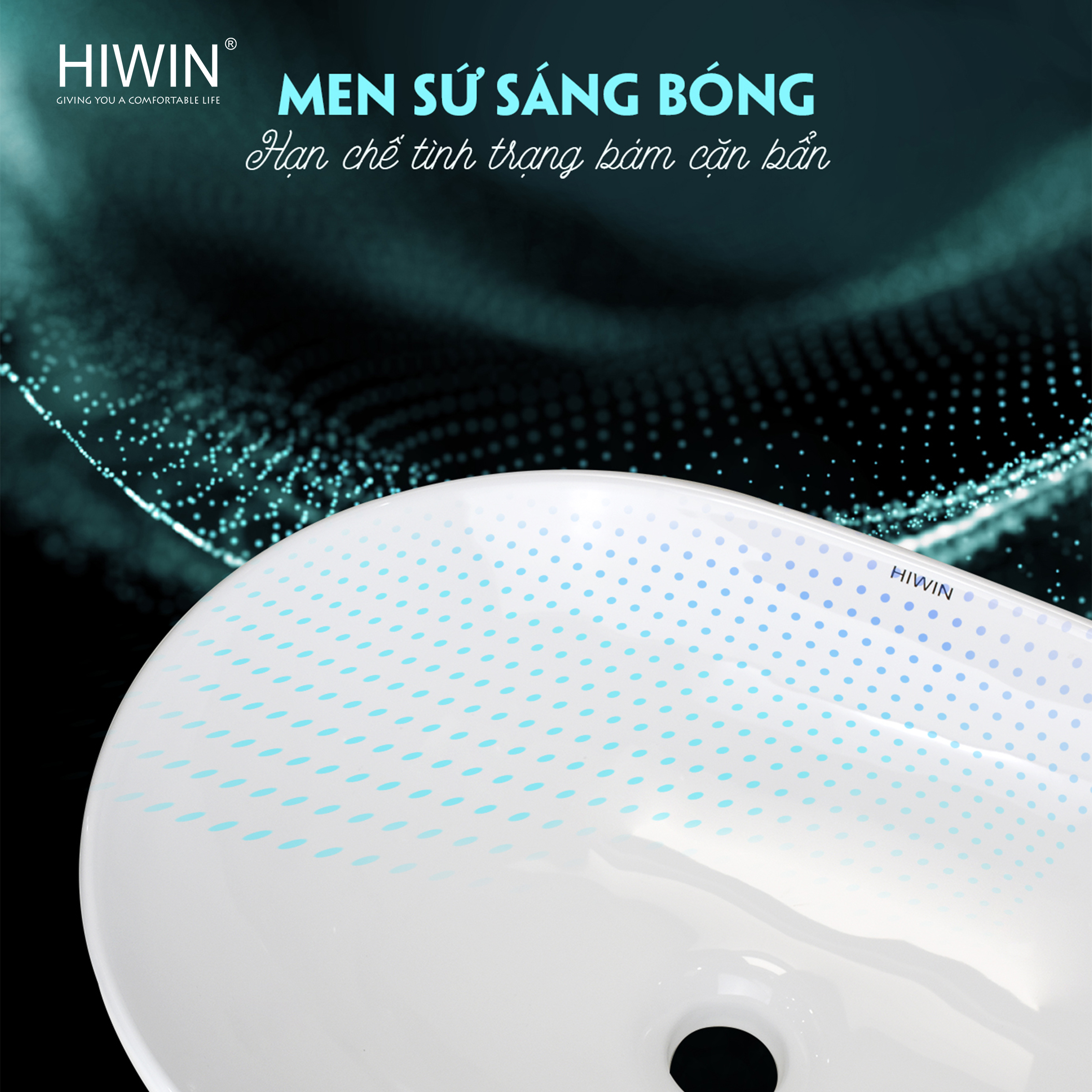 Bề mặt phủ men sứ sáng bóng chống bám bẩn, chống trầy xước, dễ vệ sinh