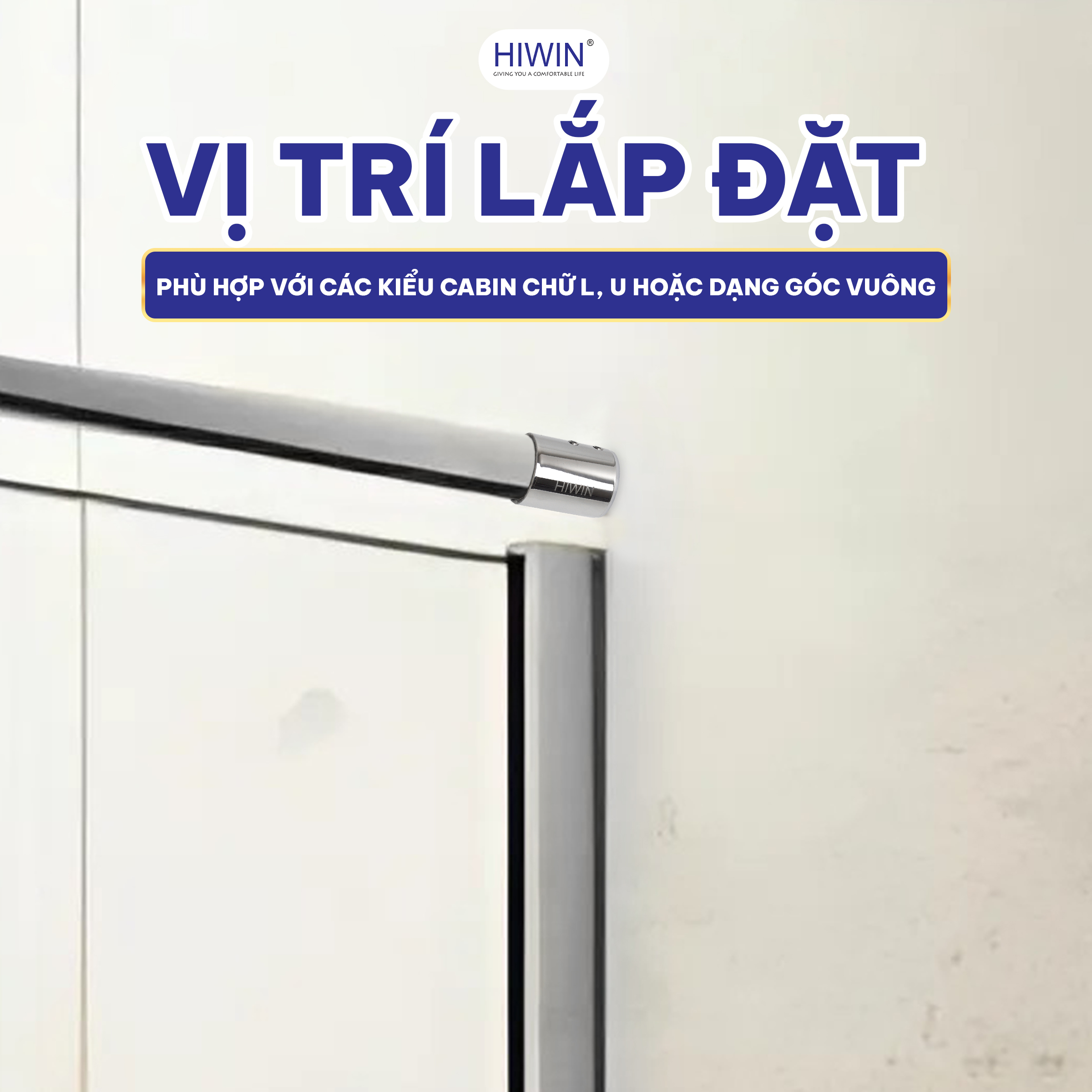 Bát tường thẳng vách tắm kính phi 25 Hiwin SB-610B