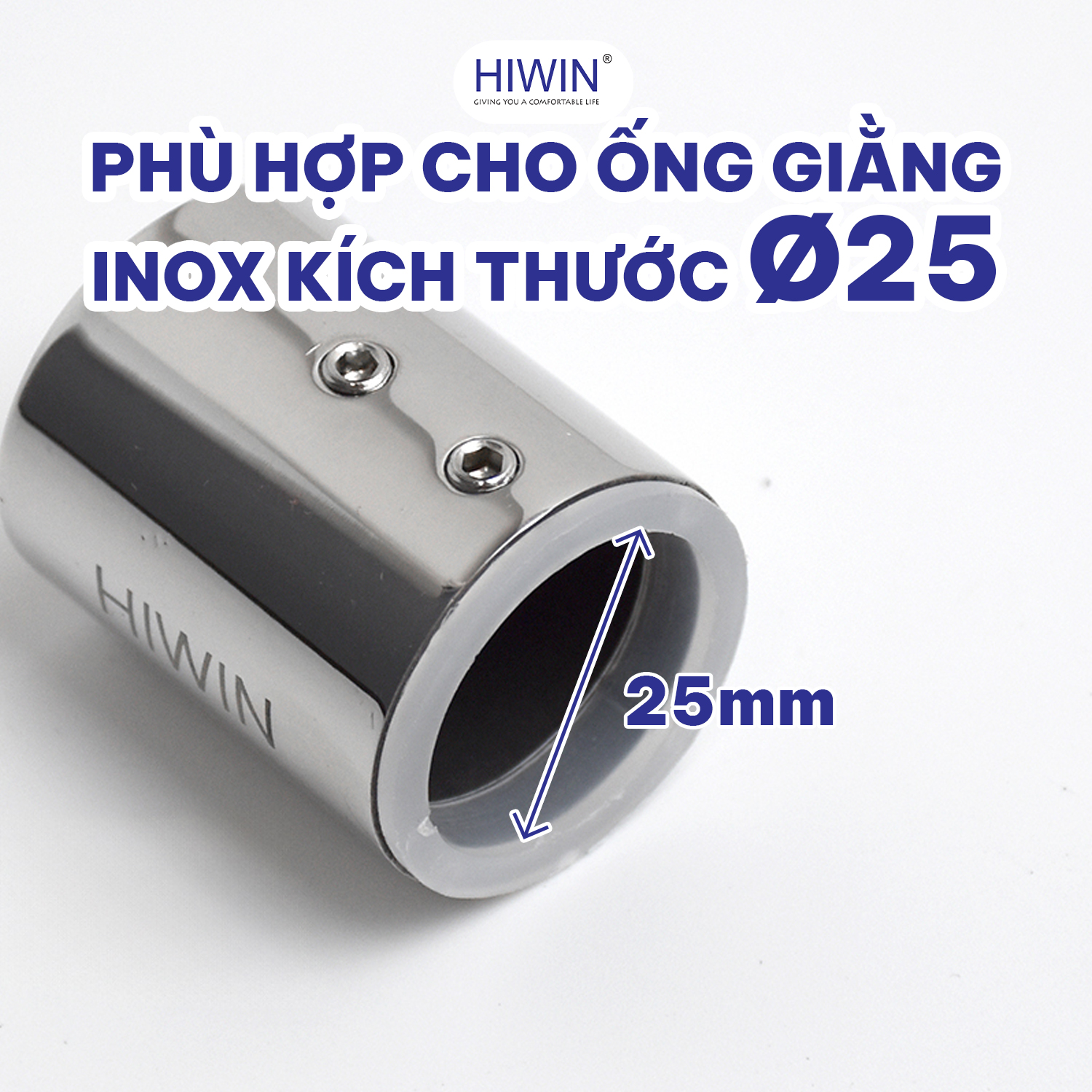 Bát tường thẳng vách tắm kính phi 25 Hiwin SB-610B
