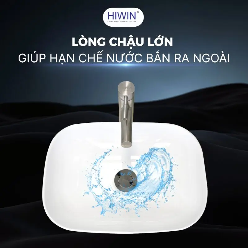 Lòng chậu thoai thoải giúp nước thoát nhanh, không đọng cặn bẩn hay vi khuẩn