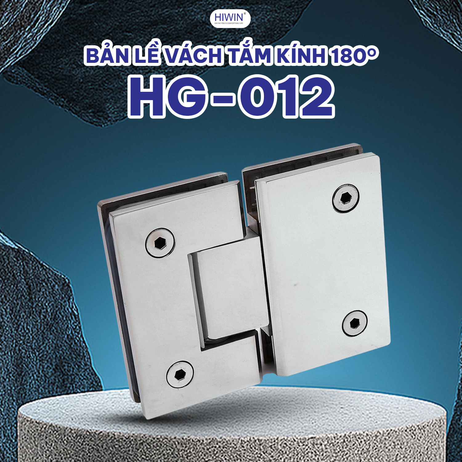Bản lề vách tắm kính 180 độ inox 304 Hiwin HG-012