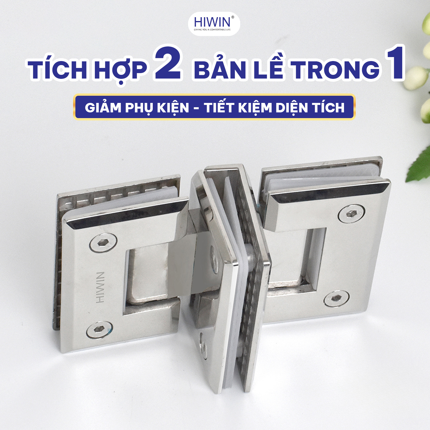 Bản lề ngăn phòng cabin kính inox 304 Hiwin HG-012B