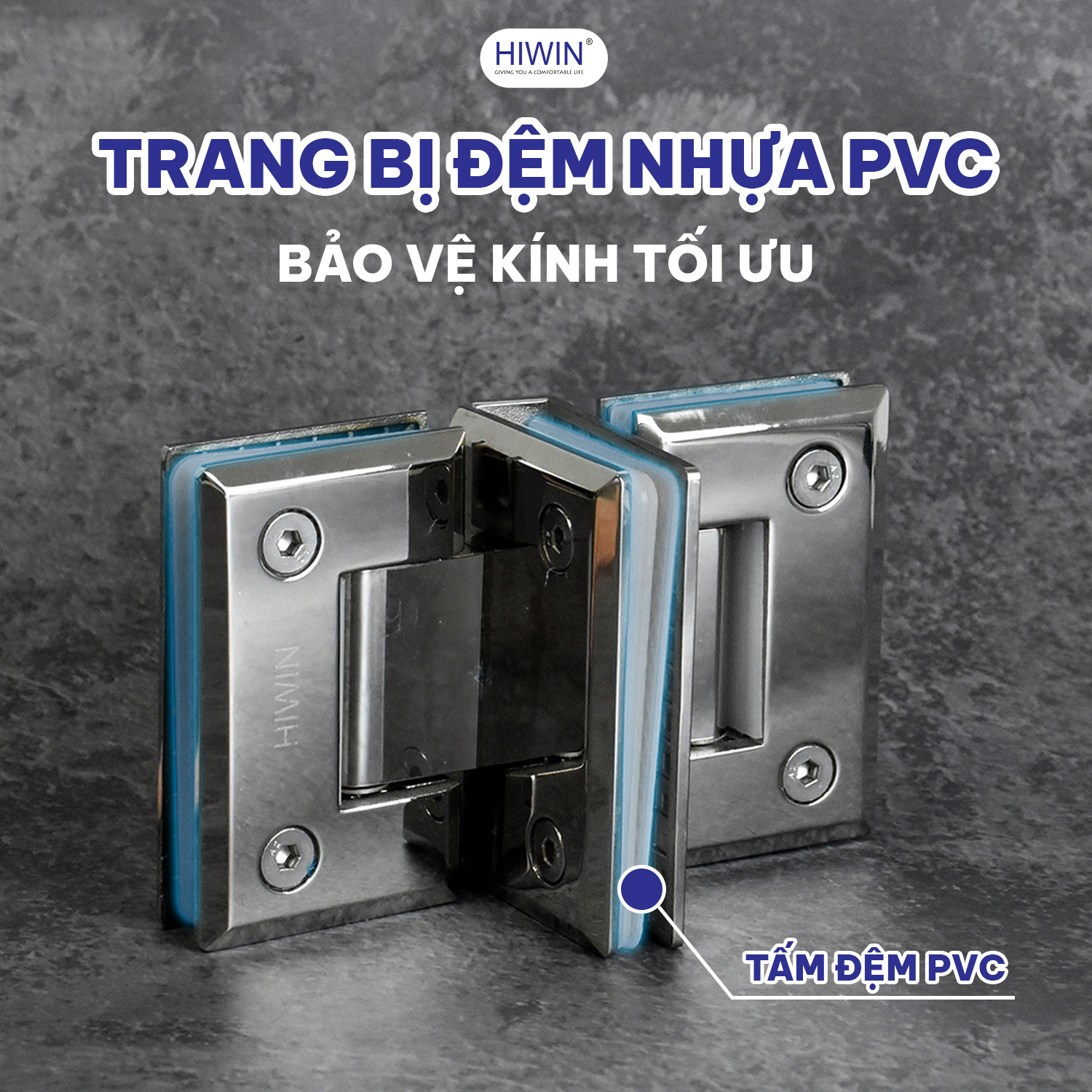 Bản lề ngăn phòng cabin kính inox 304 Hiwin HG-012B