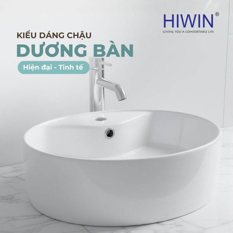Lavabo đặt bàn cao cấp HIWIN LP-8085 được thiết kế theo phong cách tối giản nhưng tinh tế
