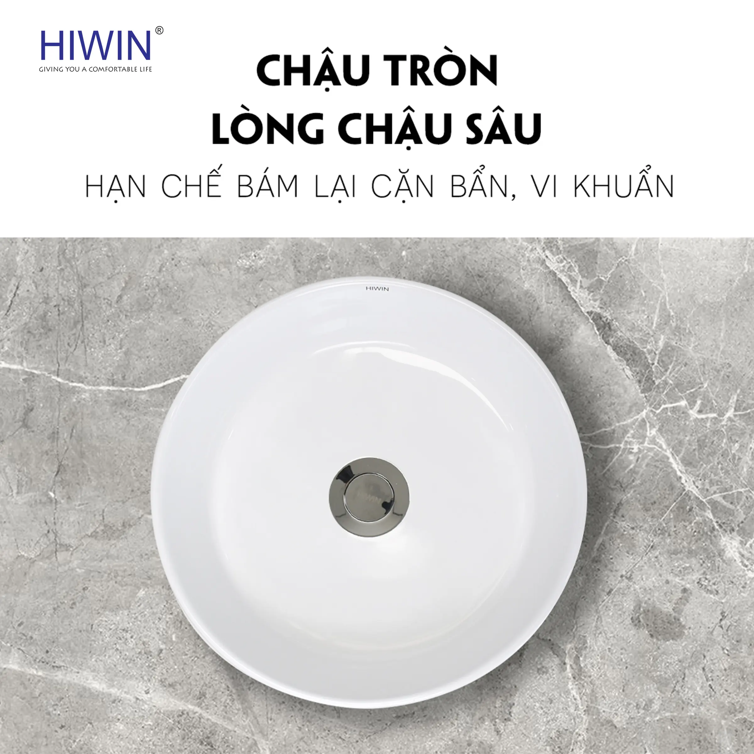 Lỗ thoát nước có kích thước tiêu chuẩn, đảm bảo tốc độ thoát nước nhanh