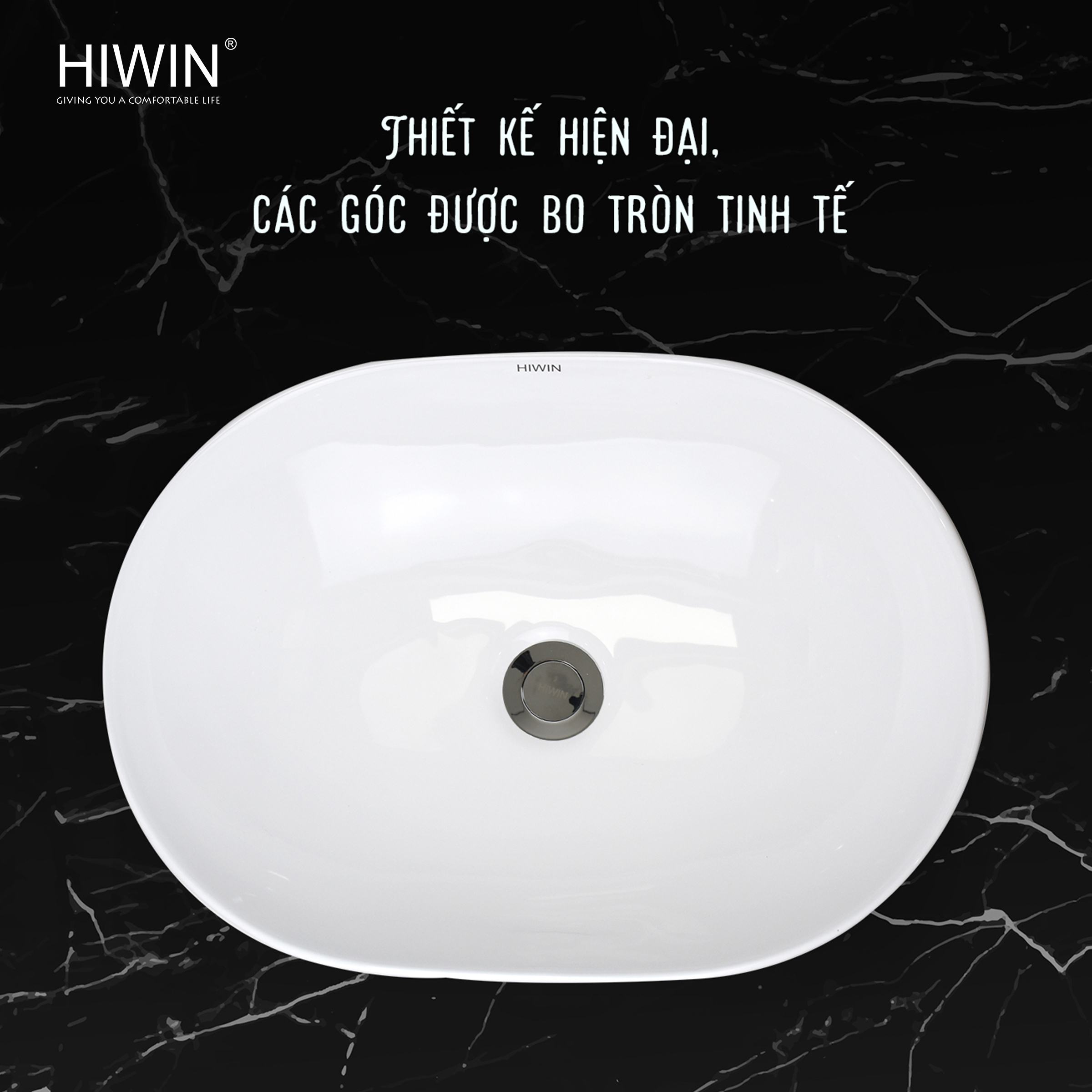 Lavabo đặt bàn cao cấp HIWIN LP-8026A điểm nhấn sang trọng cho không gian phòng tắm