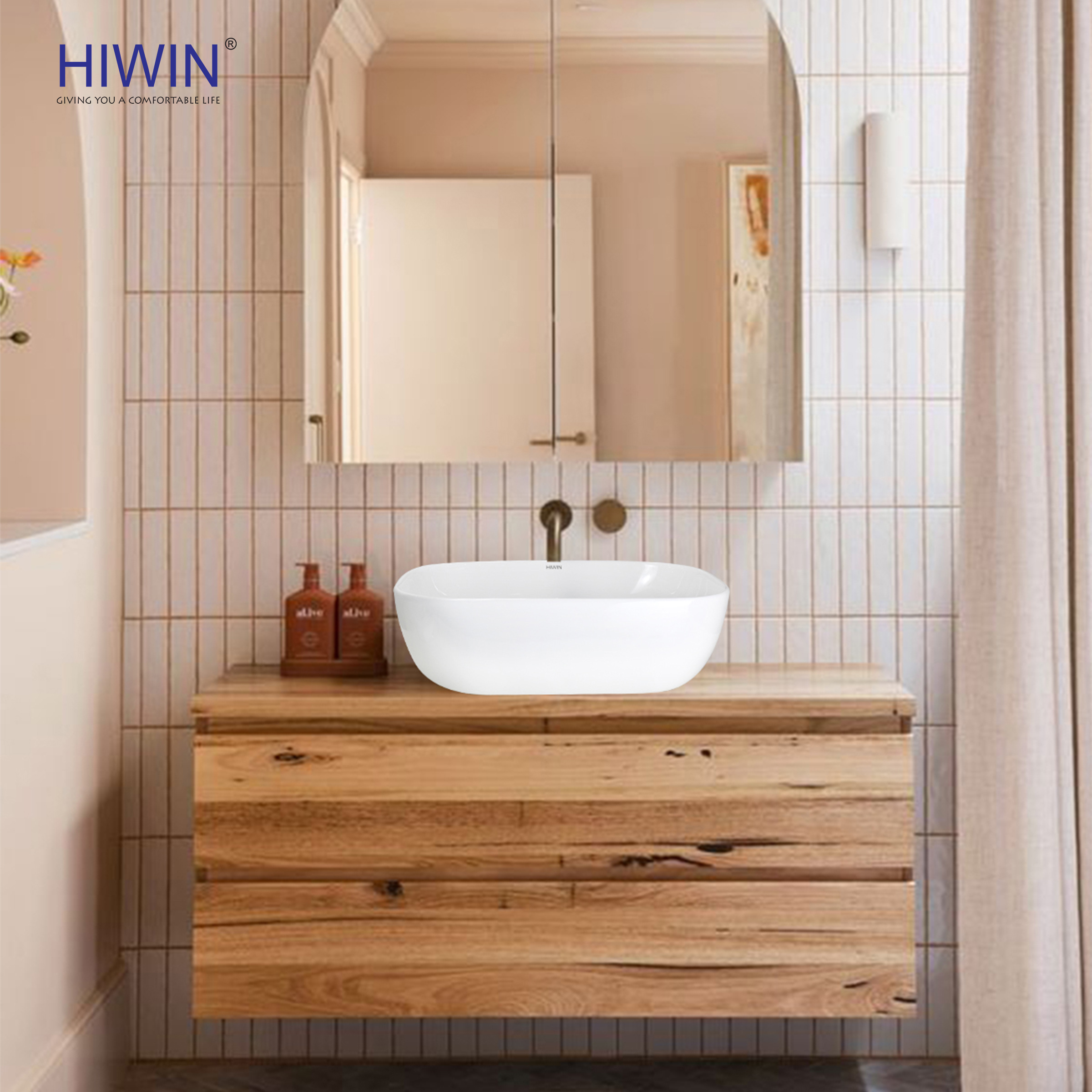 Lavabo dương bàn sứ kích thước nhỏ gọn – dễ dàng kết hợp với nhiều kiểu bàn đá