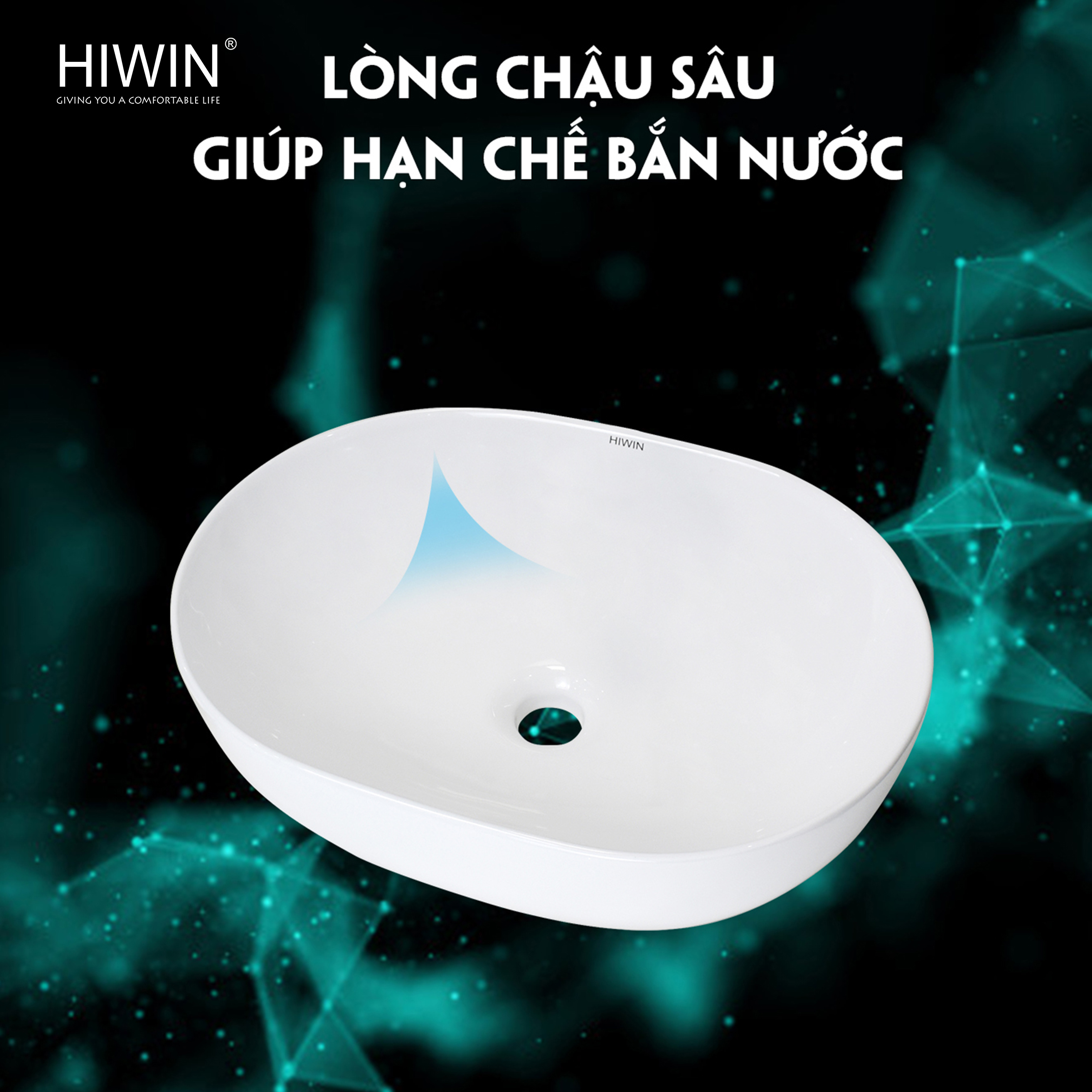 Lòng chậu thoai thoải giúp nước thoát nhanh, không đọng cặn bẩn hay vi khuẩn