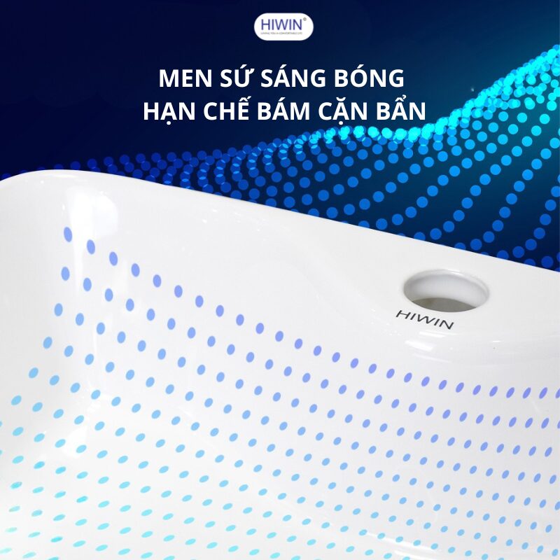 Bề mặt lavabo được tráng men Nano nhẵn mịn, chống bám bẩn hiệu quả, dễ lau chùi và luôn sáng bóng