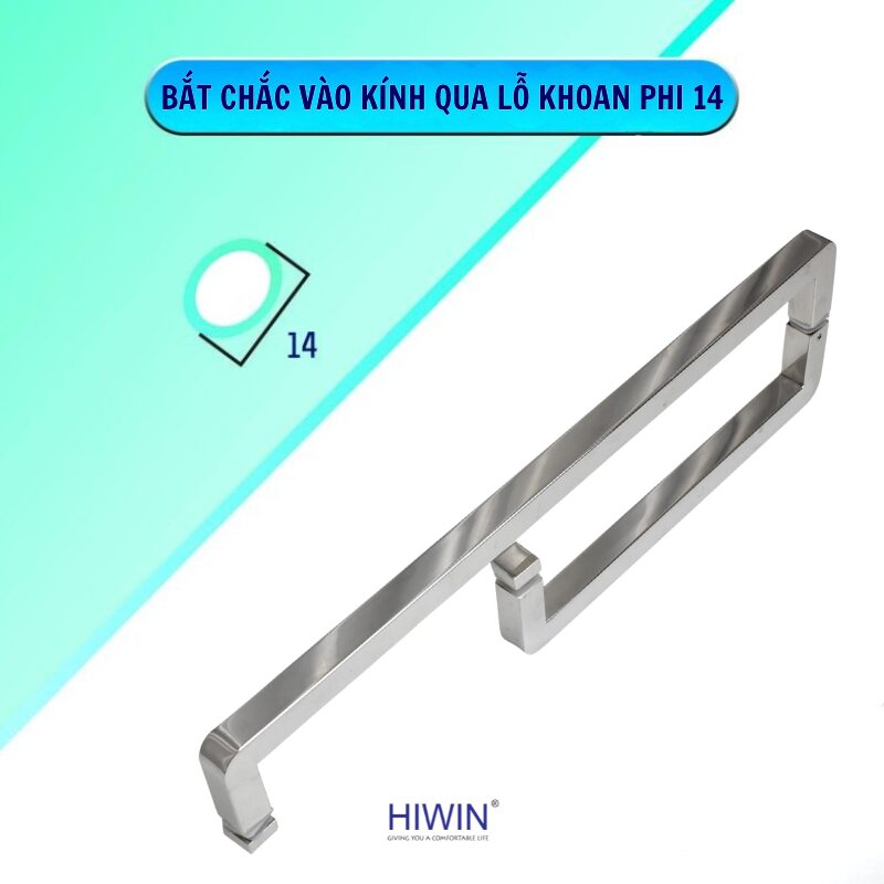 Lắp qua lỗ khoan phi 14, bám chặt kính, hạn chế xê dịch khi sử dụng