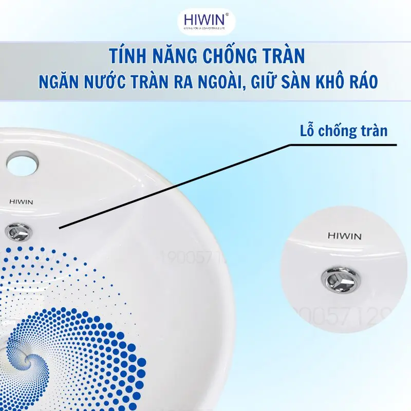 Cấu trúc chống tràn được giấu khéo léo, đảm bảo tính thẩm mỹ và an toàn khi sử dụng