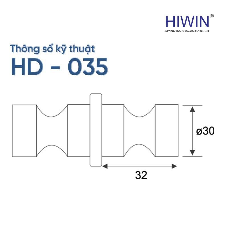 Kích thước chuẩn – đường kính Ø30mm, chiều dài 32mm
