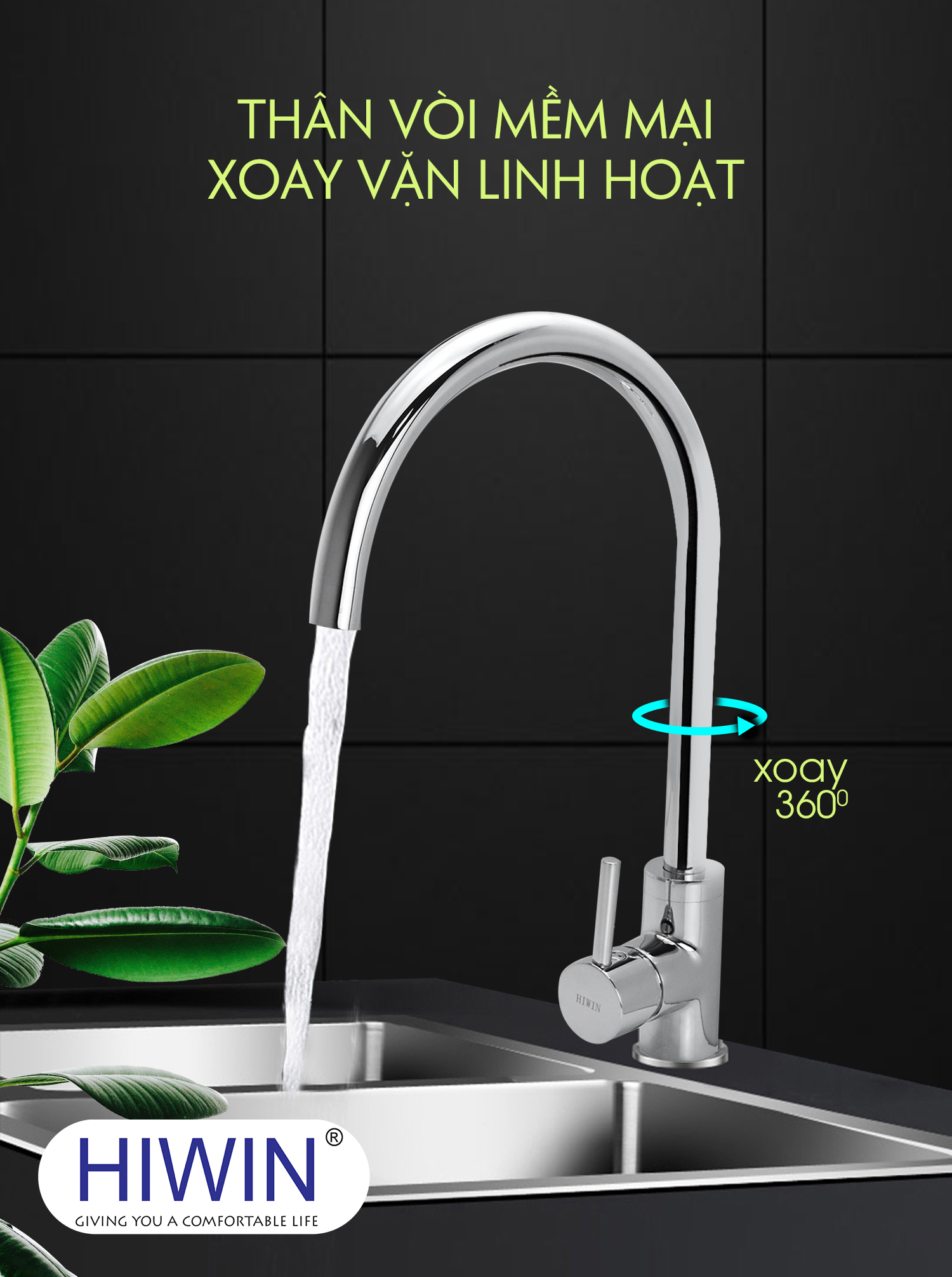 Vòi vòi rửa bát xoay được 360 độ - sử dụng linh hoạt