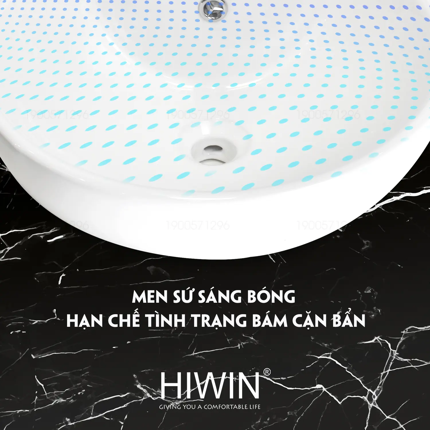 Bề mặt chậu men sứ trắng sáng, chống bám bẩn và chống ố vàng hiệu quả