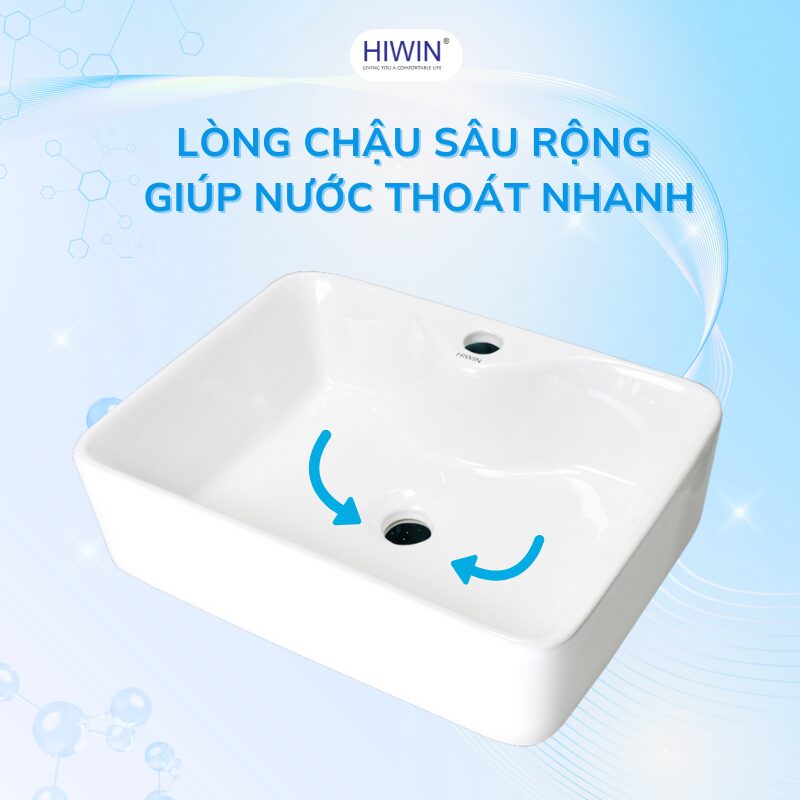 Lòng chậu sâu, giúp hạn chế tối đa tình trạng nước bắn, thoát nước siêu nhanh