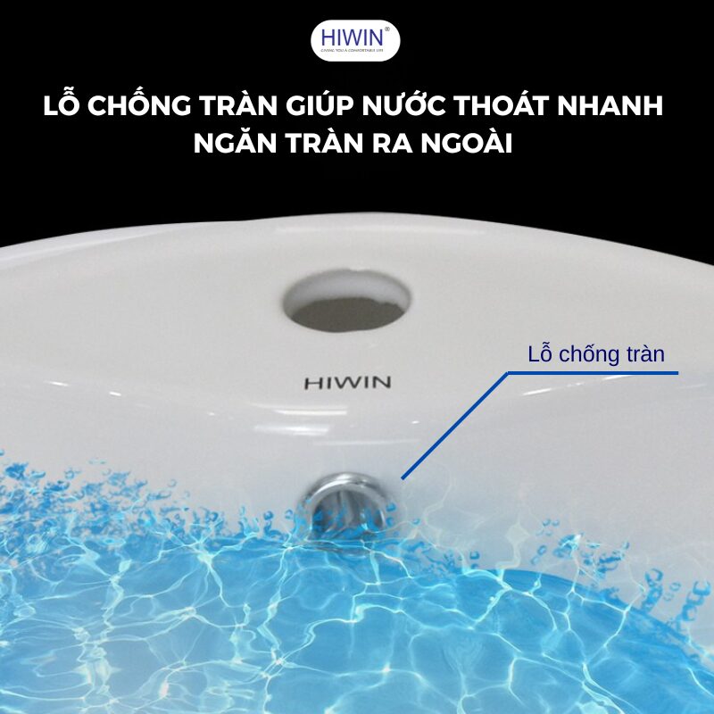Thiết kế lỗ chống tràn giúp nước thoát nhanh, ngăn tràn ra ngoài – giữ phòng tắm luôn khô ráo và an toàn khi sử dụng.