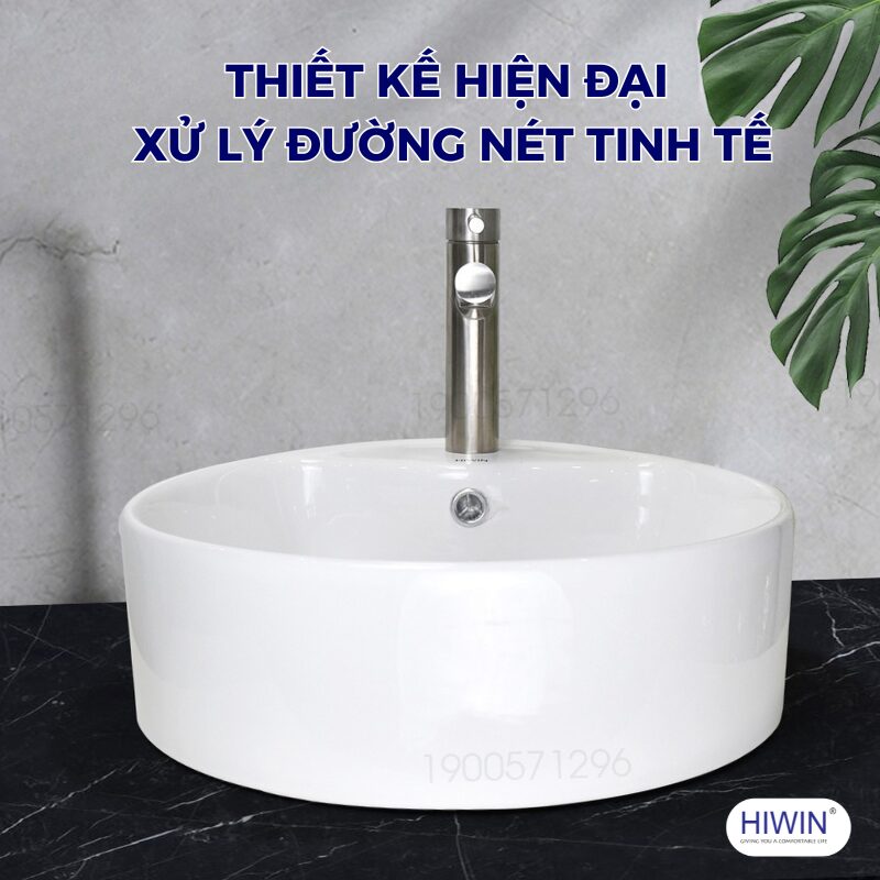 Lavabo đặt bàn HIWIN LP-8011 – Kiểu dáng trụ tròn tinh tế mang đến vẻ đẹp sang trọng cho không gian phòng tắm