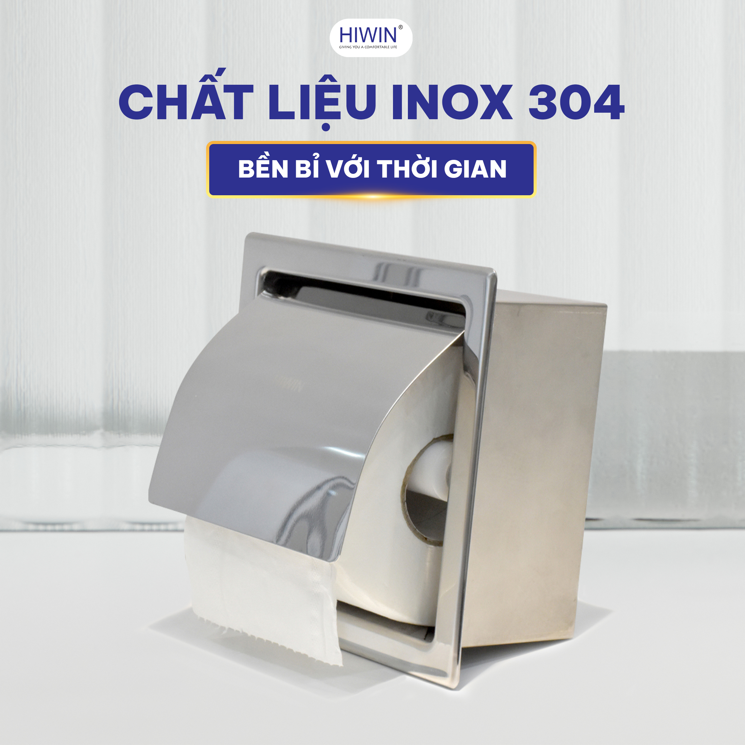 Lô giấy vệ sinh Hiwin Y-306 được chế tạo từ inox 304 không gỉ