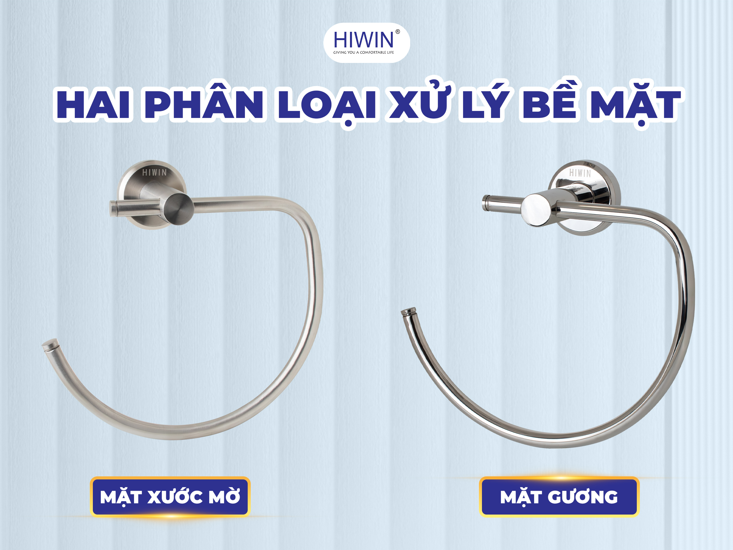 Vòng treo khăn Y-535 được Hiwin xử lý bề mặt theo 2 kiểu