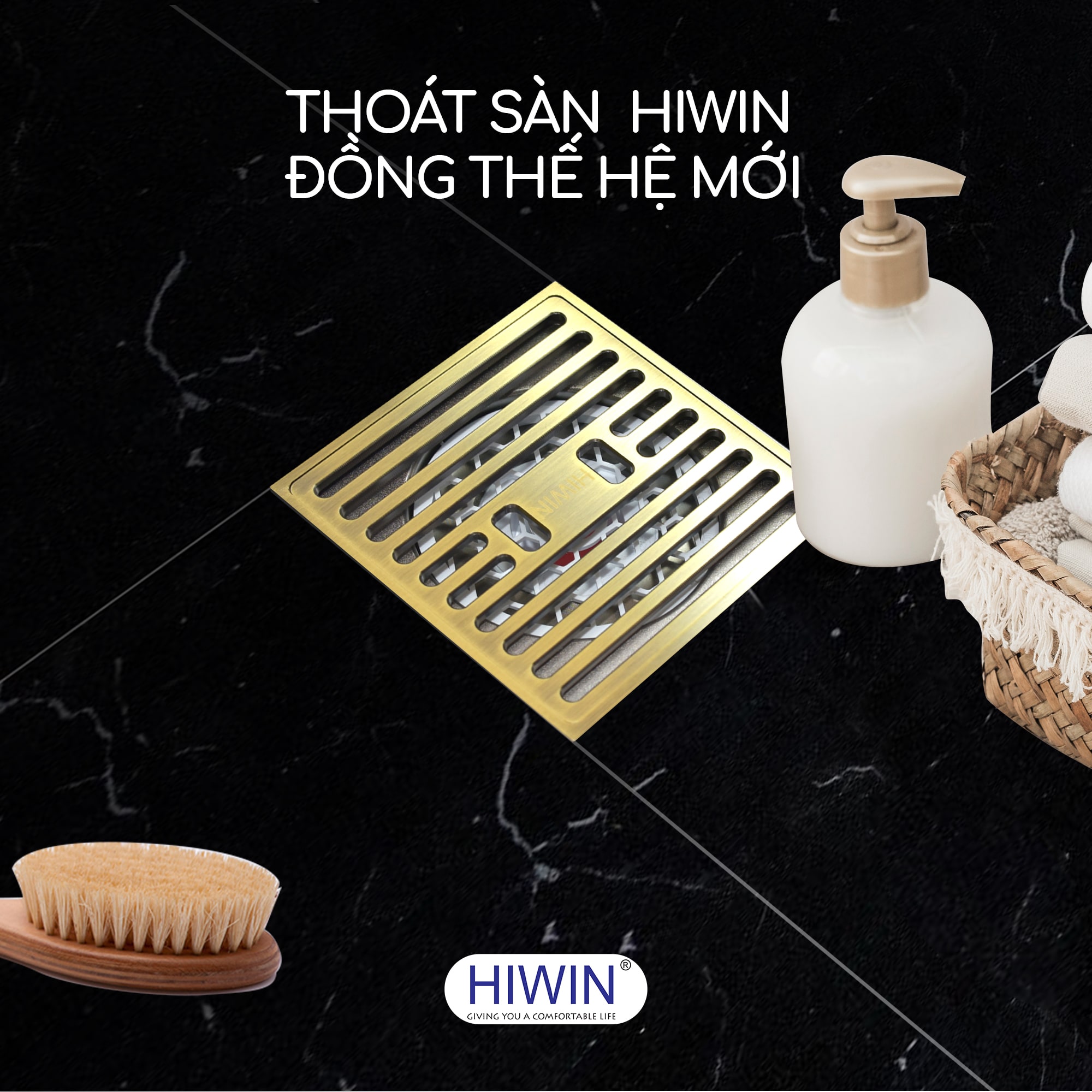 Thoát sàn FD-1410D đồng mạ thế hệ mới