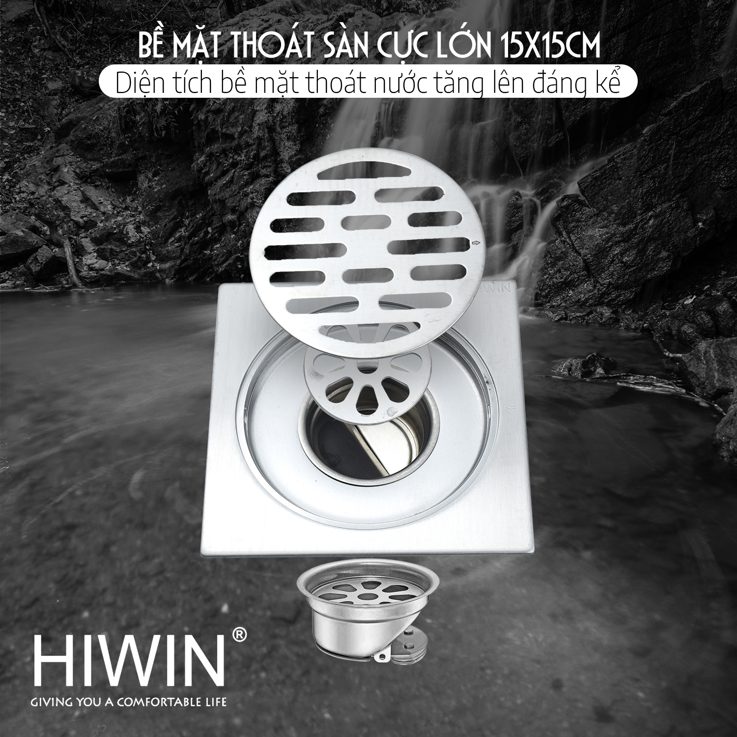 ga thoát sàn Hiwin FD-2363 có bề mặt lớn