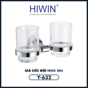 Giá cốc đôi Y-632 inox sáng bóng, tiện lợi hàng ngày