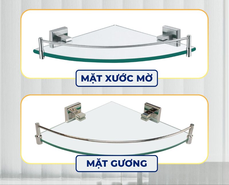 Bề mặt kệ kính 1 tầng Y-344A được chế tác kỹ lưỡng với 2 phân loại