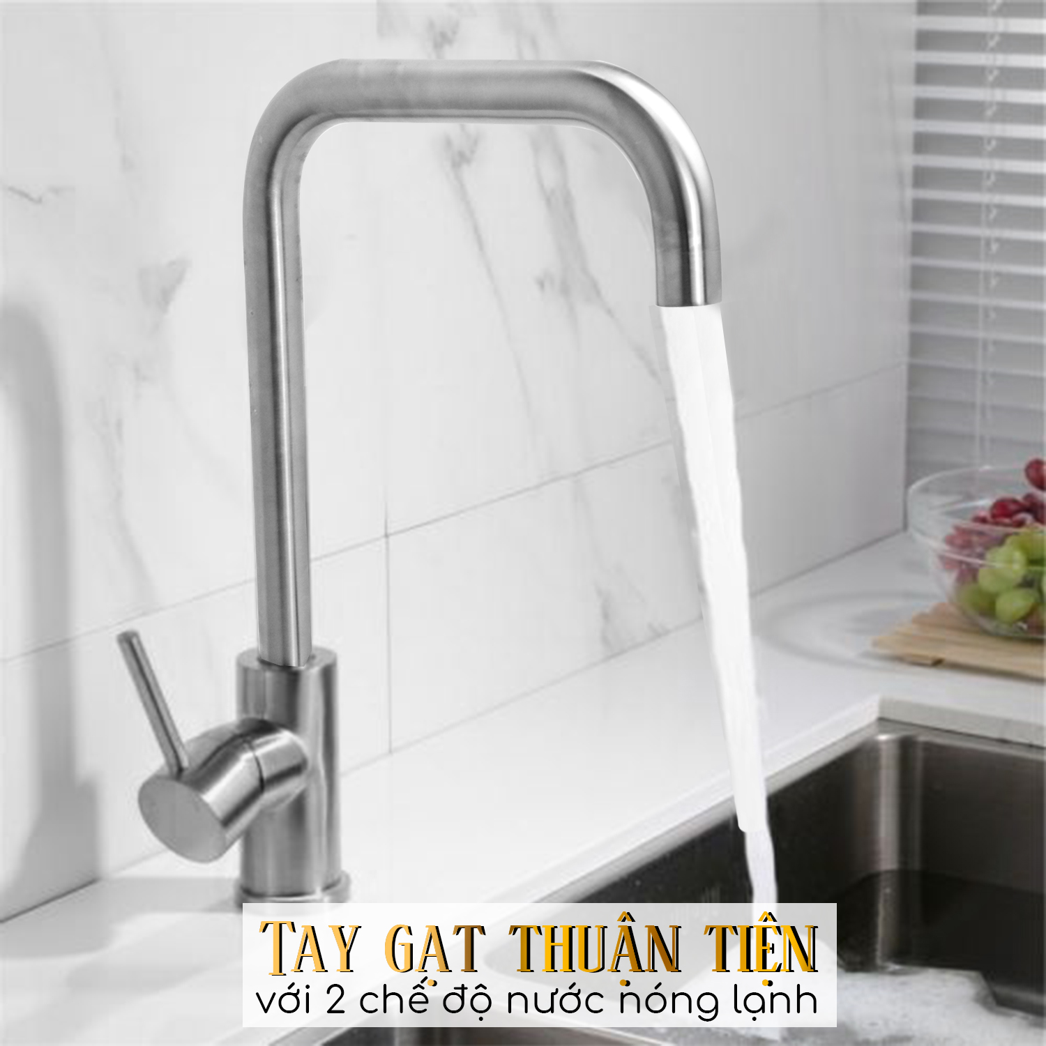 Tay gạt nước thuận tiện với hai chế độ nóng lạnh