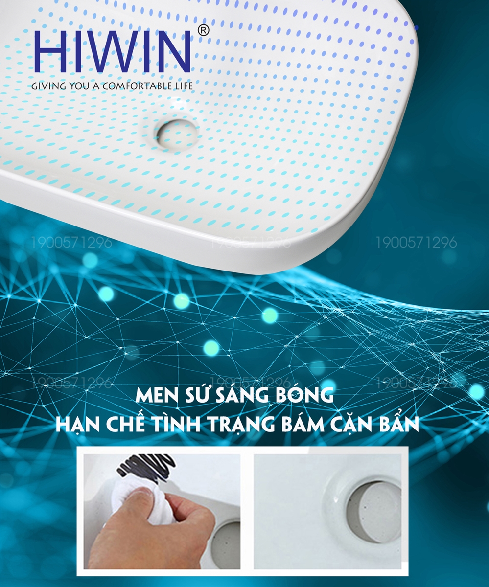 Chậu rửa mặt lavabo dương bàn cao cấp HIWIN LP-8215
