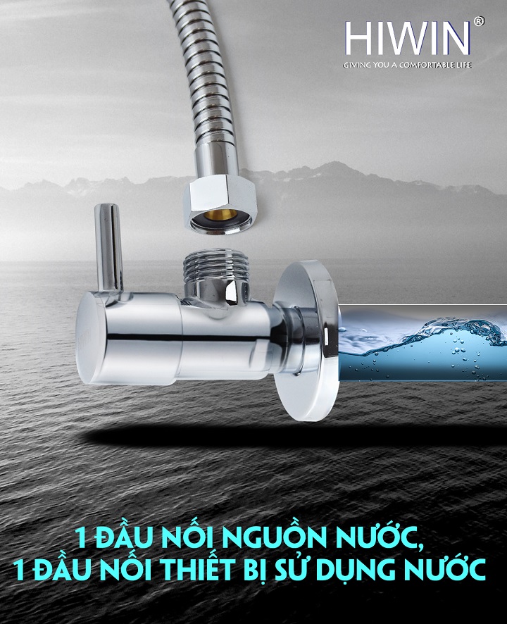 Van góc JF-210 với thiết kế 1 đầu nối nguồn nước, 1 đầu nói thiết bị sử dụng nước
