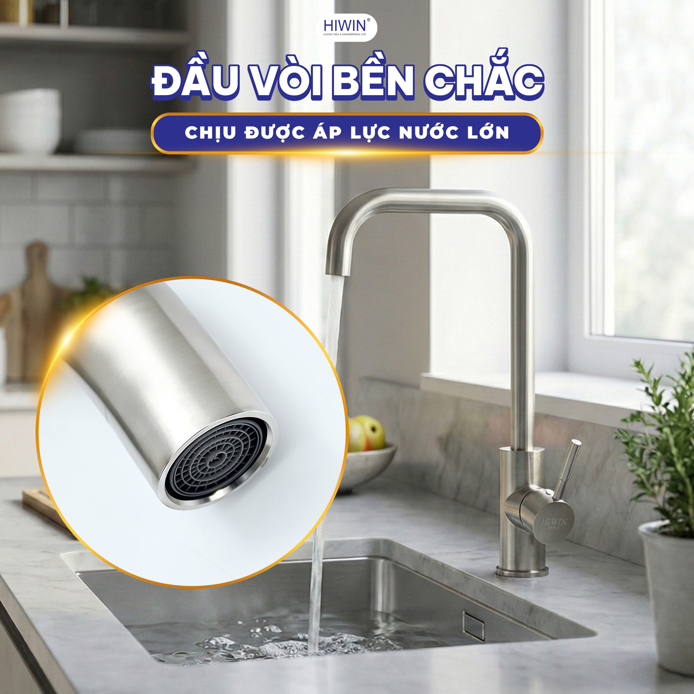Đầu vòi KF-103C chịu được áp lực nước lớn