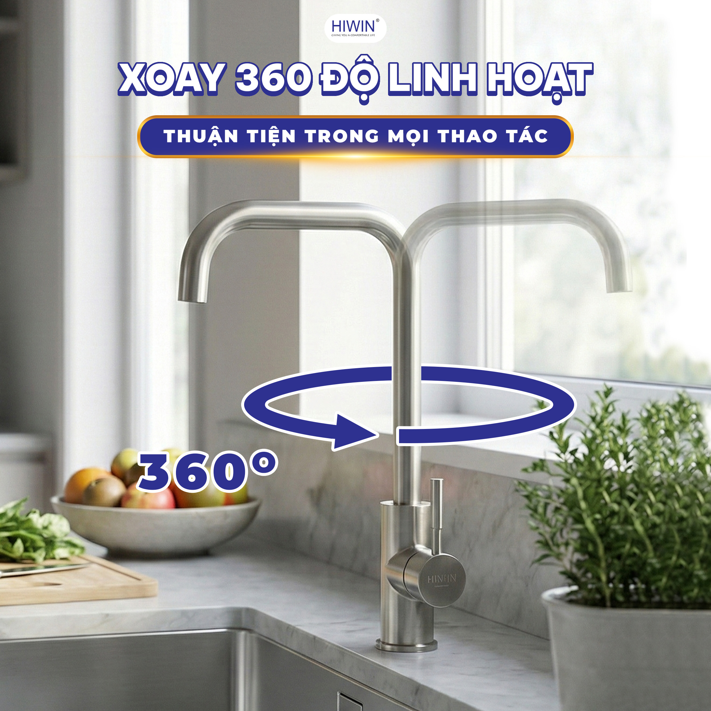Vòi rửa bát KF-103C xoay được 360 độ tiện lợi