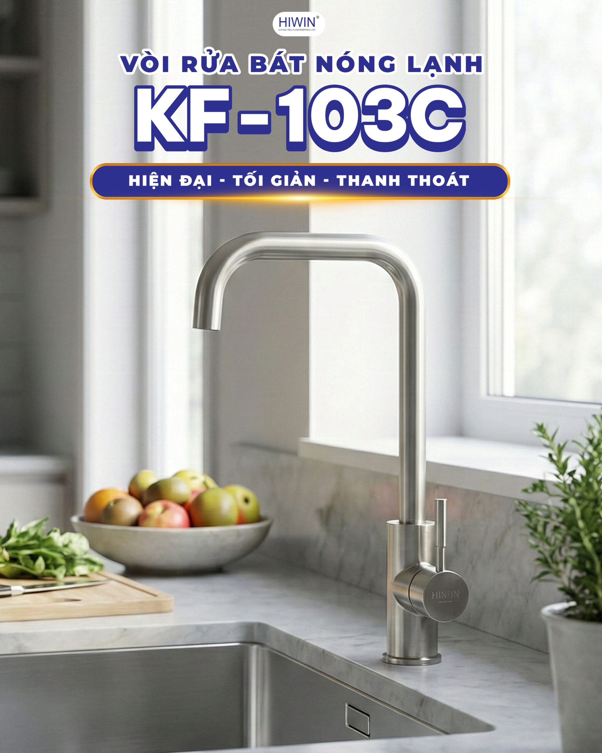 Vòi bếp vòi rửa bát nóng lạnh Hiwin KF-103C