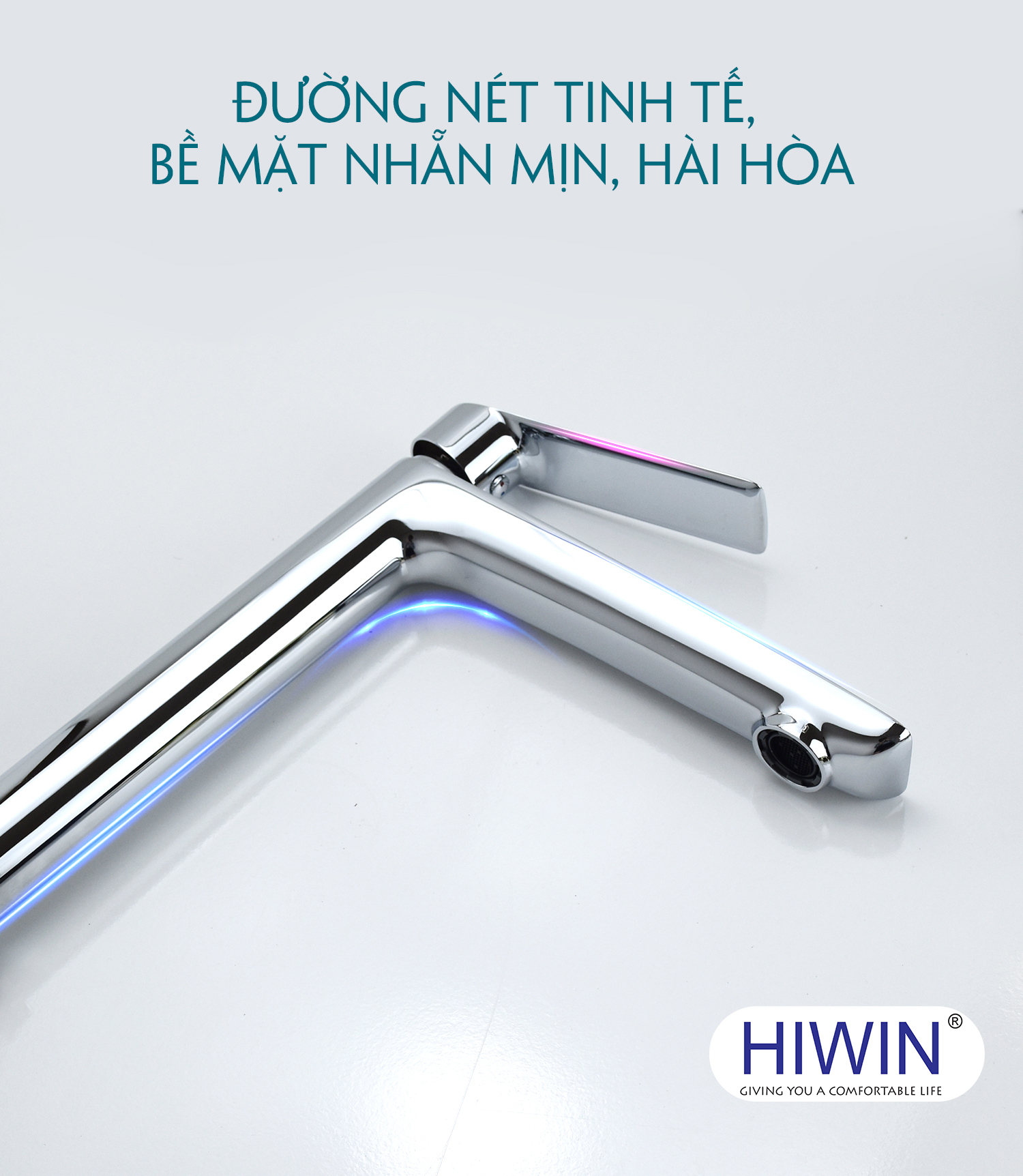 Đường nét hiện đại, hài hòa hoàn hảo với lavabo bàn đá