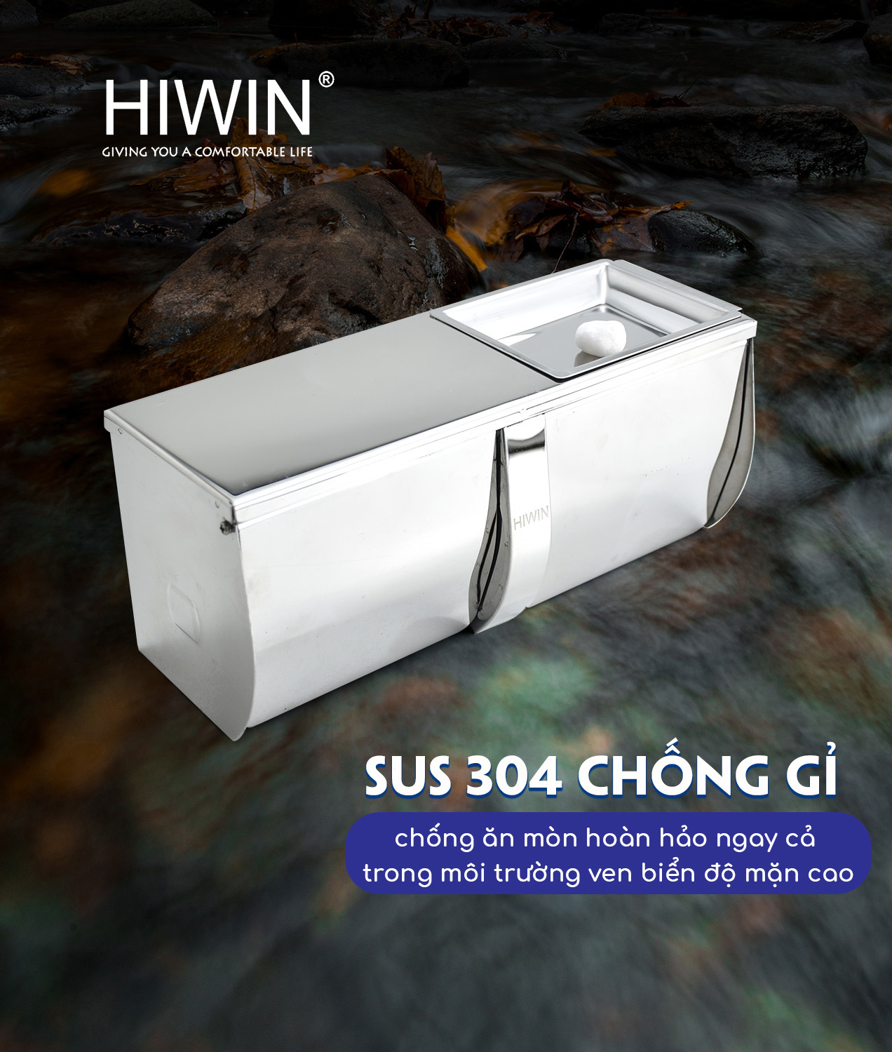 Lô giấy vệ sinh inox 304 Y-309 chống gỉ sét bền bỉ trong môi trường ẩm