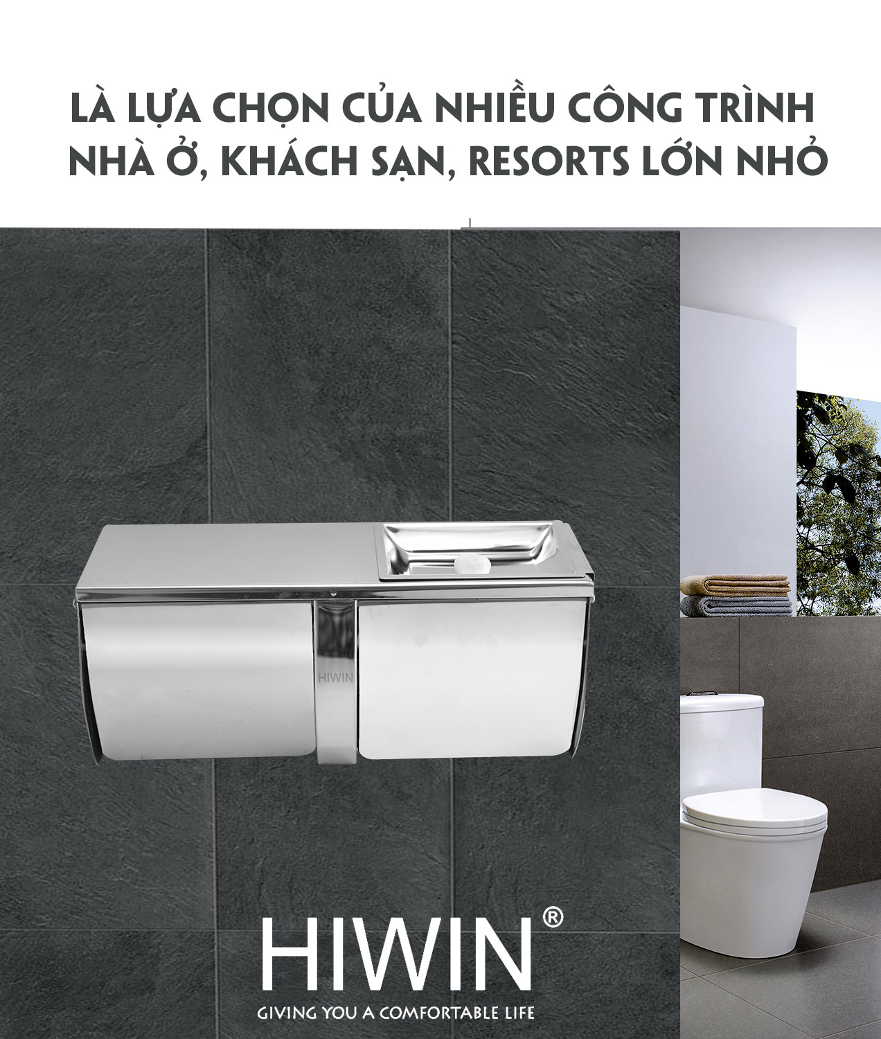 Lô giấy vệ sinh đôi Y-309 thiết kế hiện đại sang trọng cho phòng tắm