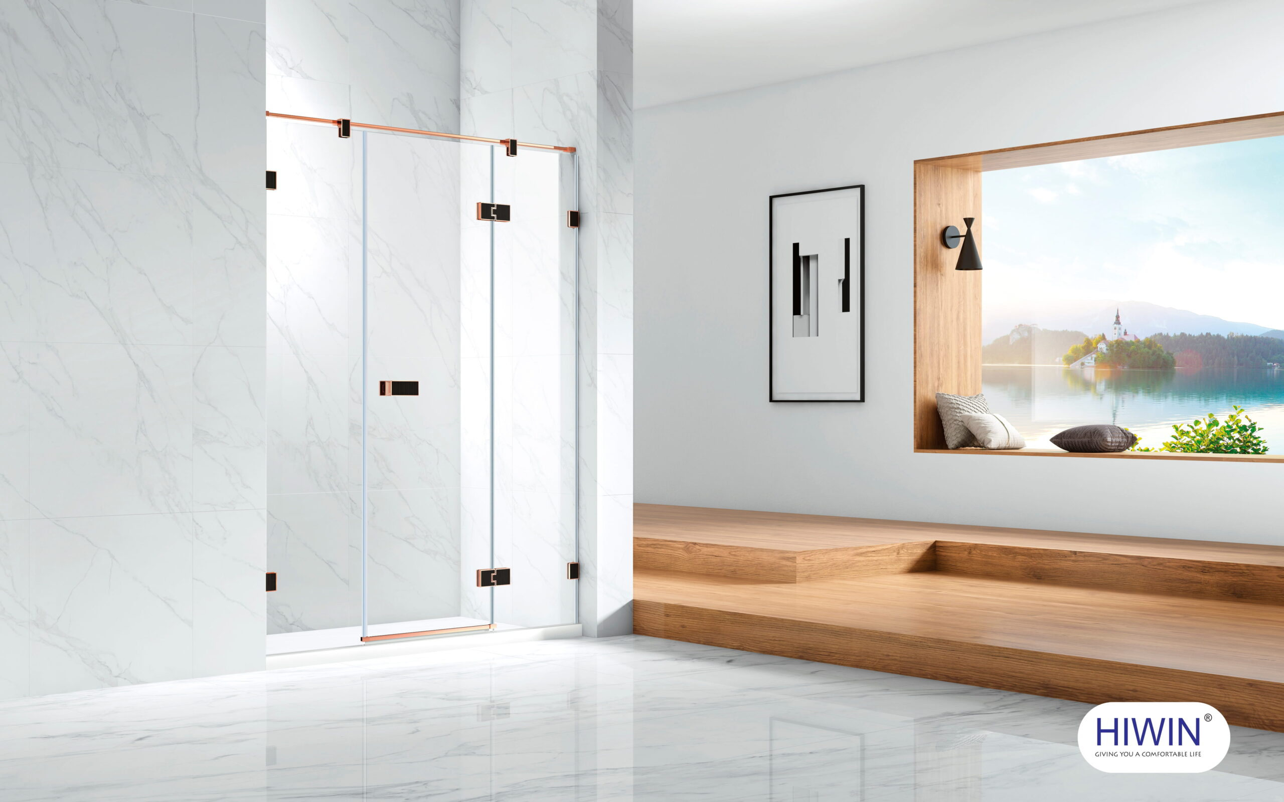 Bộ phụ kiện cabin tắm cao cấp 180 độ Aten