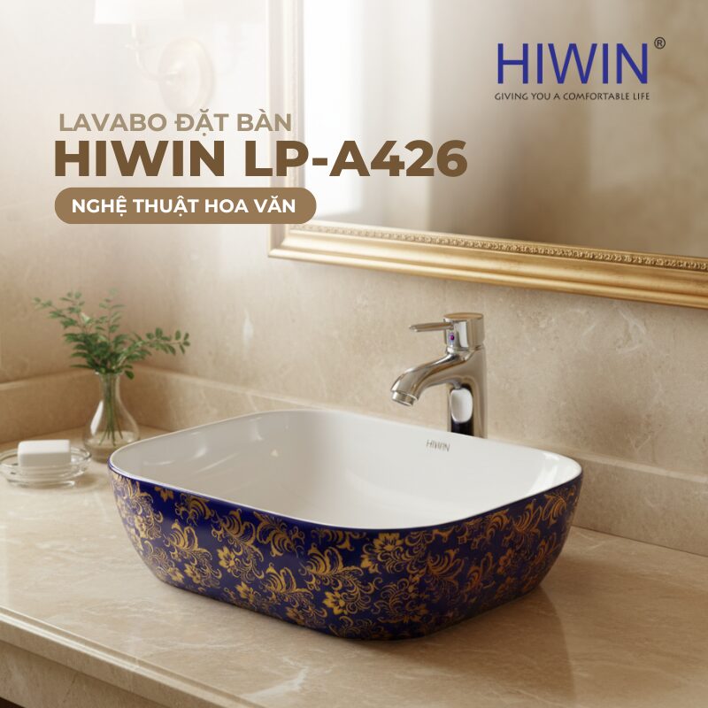 Lavabo đặt bàn nghệ thuật hoa văn HIWIN LP-A426