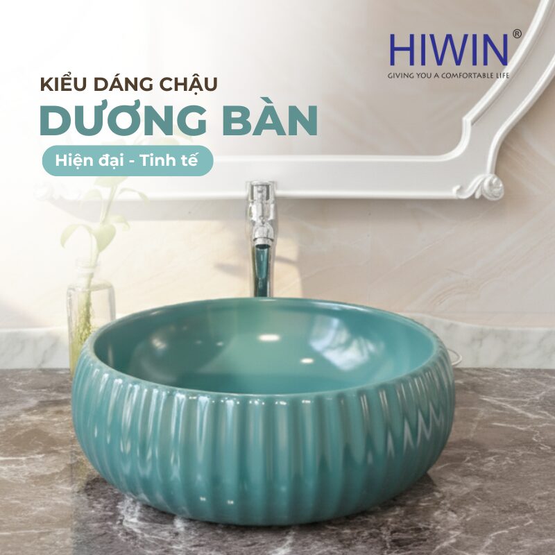 Lavabo đặt bàn nghệ thuật Hiwin LP-A544 màu xanh