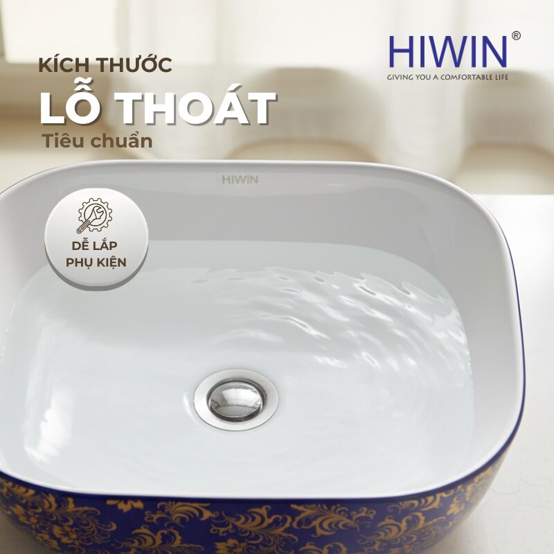 Thiết kế lỗ thoát tiêu chuẩn – tương thích với nhiều phụ kiện, đảm bảo khả năng thoát nước hiệu quả.