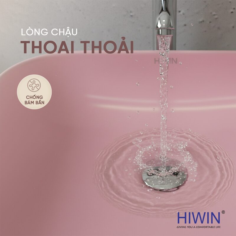 Thiết kế lòng chậu dốc hợp lý, giúp nước thoát nhanh, tránh ứ đọng và giữ bề mặt luôn khô ráo