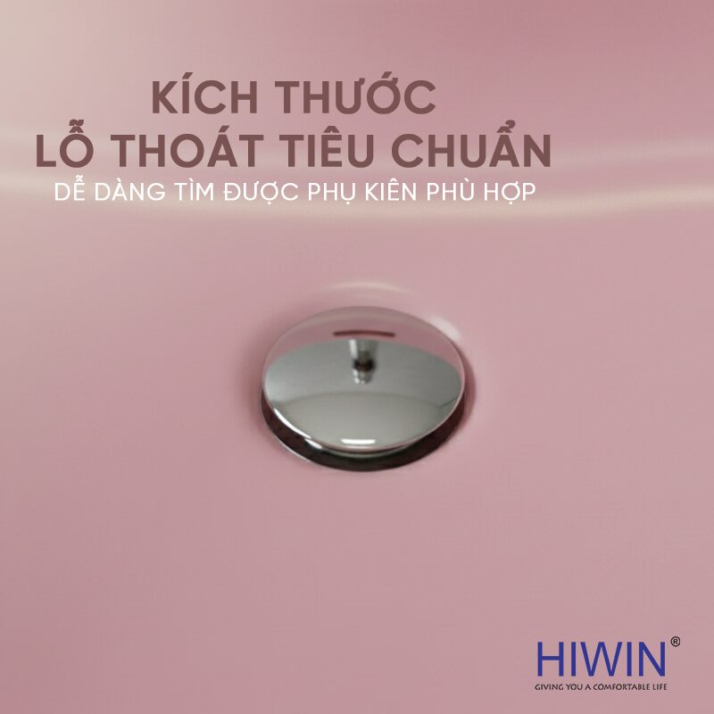 Lỗ thoát nước tiêu chuẩn, dòng chảy mạnh và nhanh, dễ dàng lắp đặt cùng các phụ kiện lavabo phổ biến