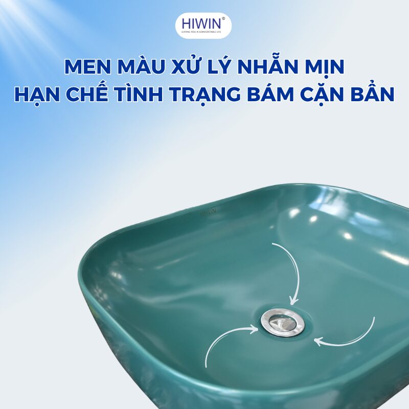 Bề mặt phủ men sứ sáng bóng chống bám bẩn, chống trầy xước, dễ vệ sinh
