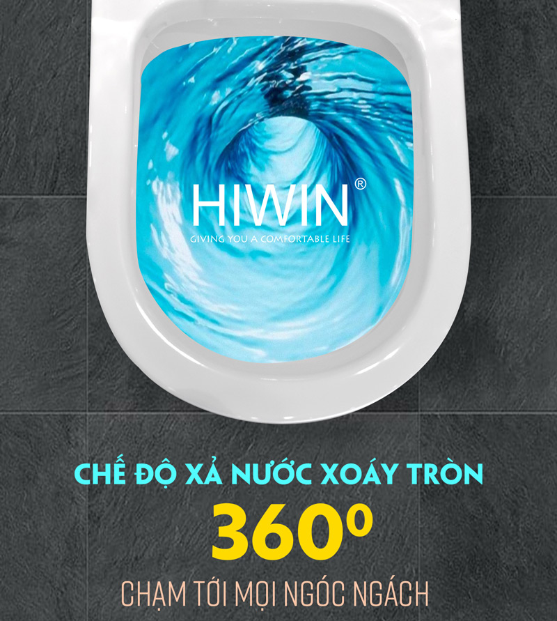 Bồn cầu nguyên khối cao cấp MT-3036 xả xoáy 360 độ