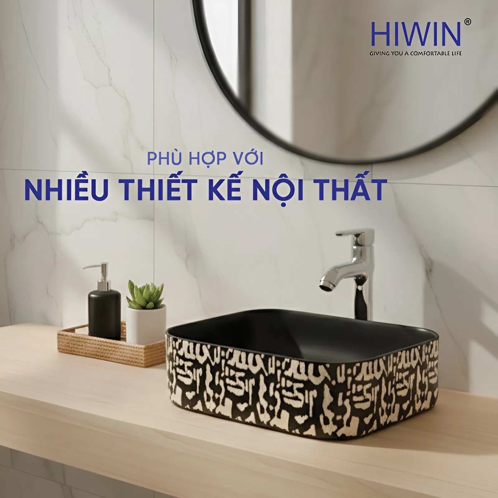 Lavabo nghệ thuật Hiwin LP-A423 phù hợp với mọi phong cách – từ hiện đại tối giản đến tân cổ điển sang trọng.