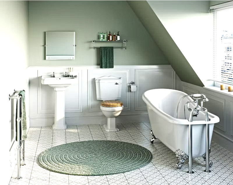 Phong cách thiết kế nhà tắm cổ điển đi kèm với các  thiết bị vệ sinh cổ điển