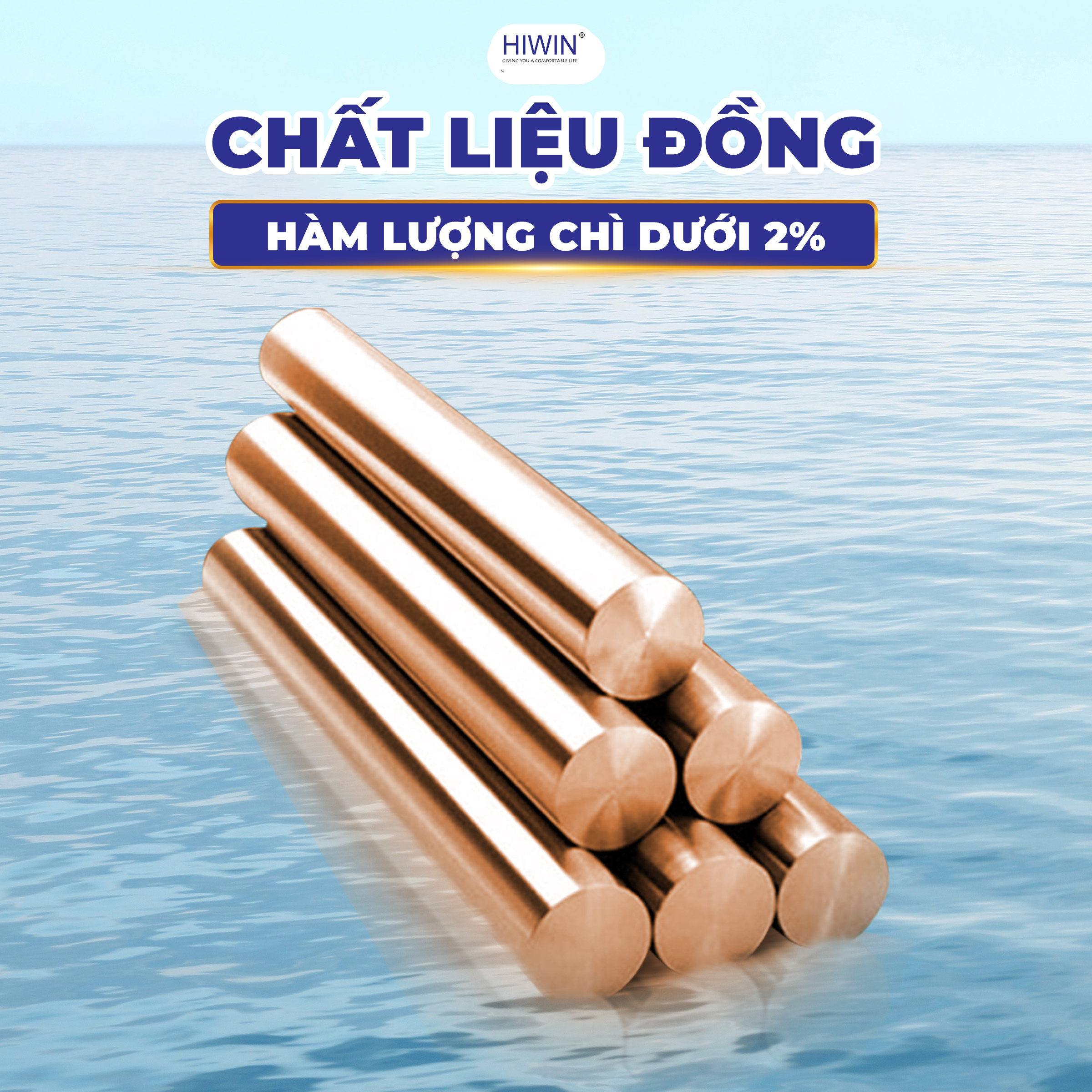 Phần thân vòi lavabo Hiwin KF-1315 được chế tác từ đồng đạt tiêu chuẩn an toàn nguồn nước sinh hoạt
