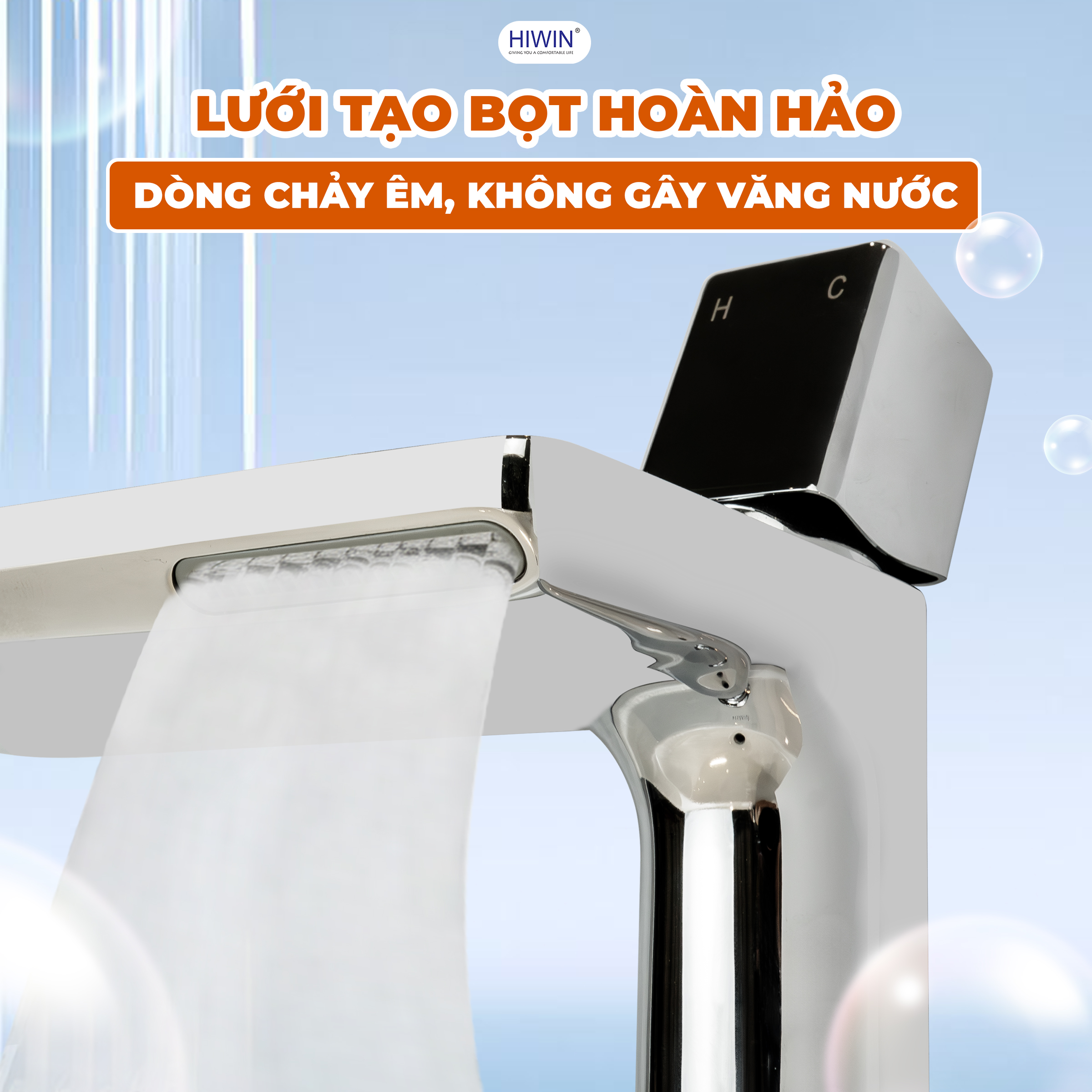 Trang bị lưới tạo bọt khí hoàn hảo mang đến dòng nước dịu nhẹ